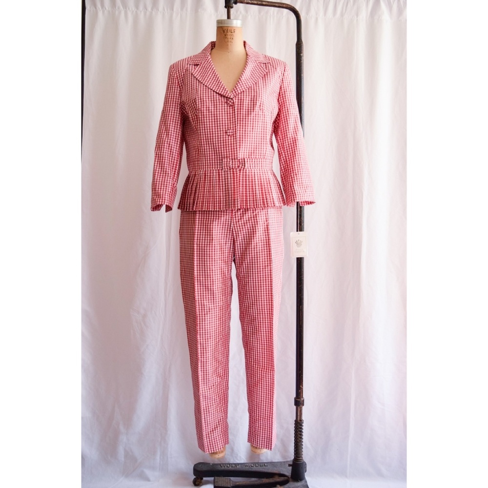 NWT Paule Vasseur Silk Gingham Pant Suit